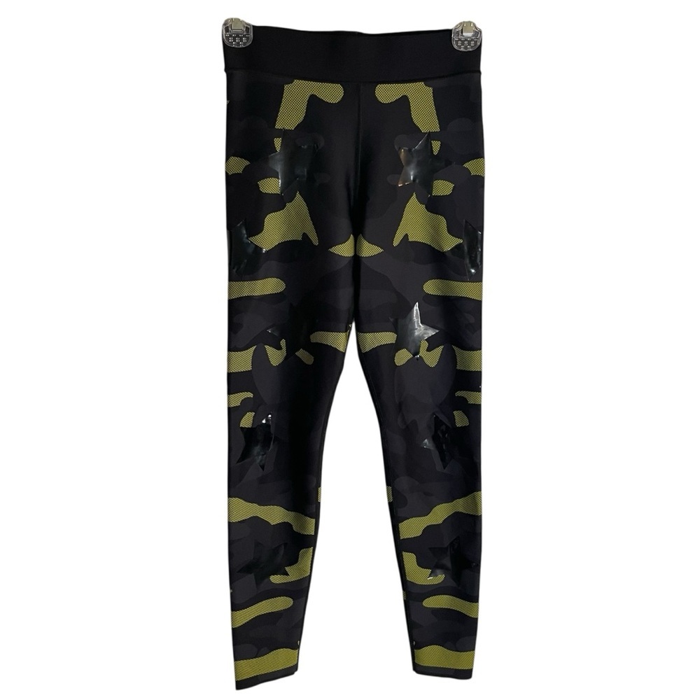 Ultracor Camouflage Leggings in Black & Green W/ Star Cut-outs Size Small